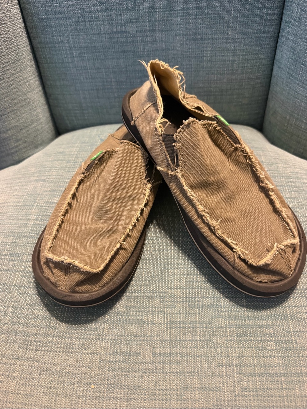 Sanuk vagabond Men's Frayed Canvas Slip-Ons in Brown